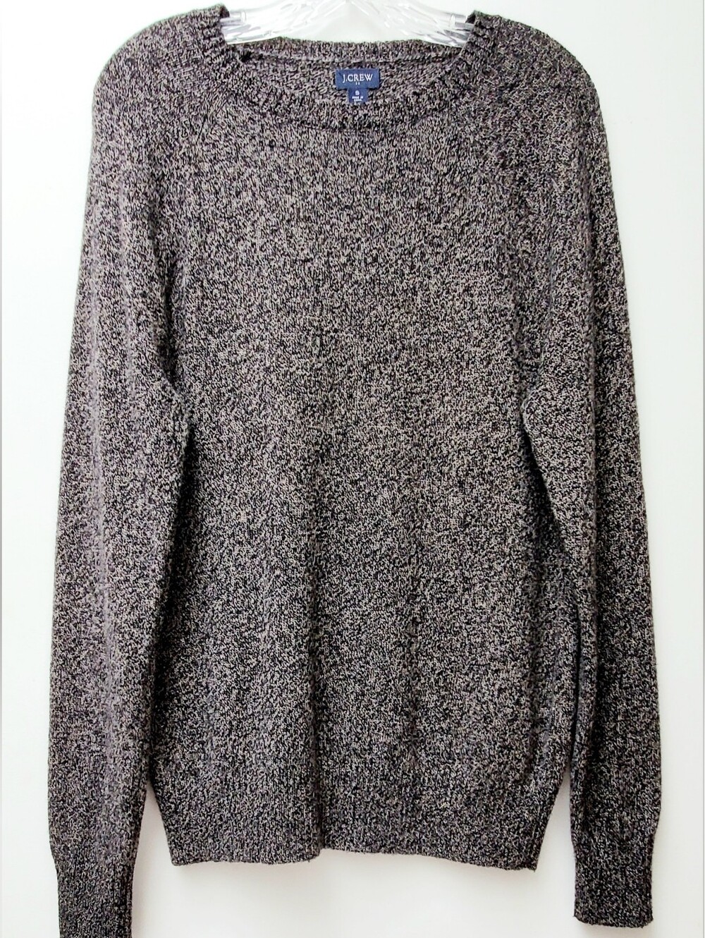 J. Crew Wool Blend Marled Black and White Crewneck Sweater Size S